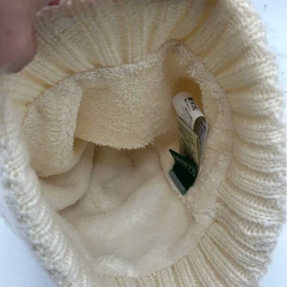 L.L. Bean Kids' Cozy Cable Knit Pom Hat Cream, OSFA - Picture 9 of 10